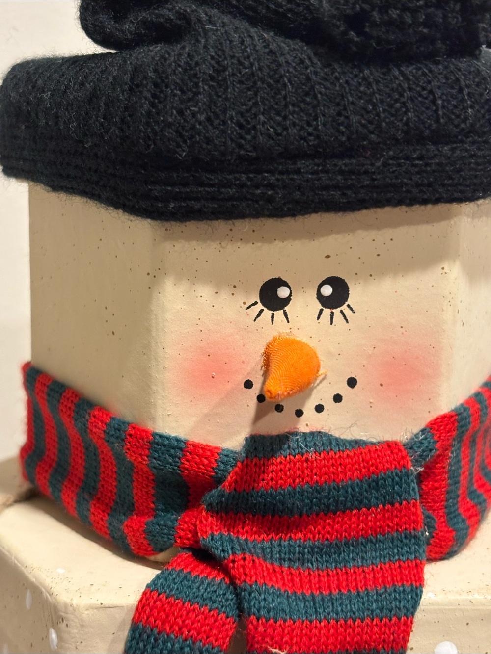 Holiday Snowman Decorative Stackable Box - Cream with Red & Green Scarf - Picture 7 of 10